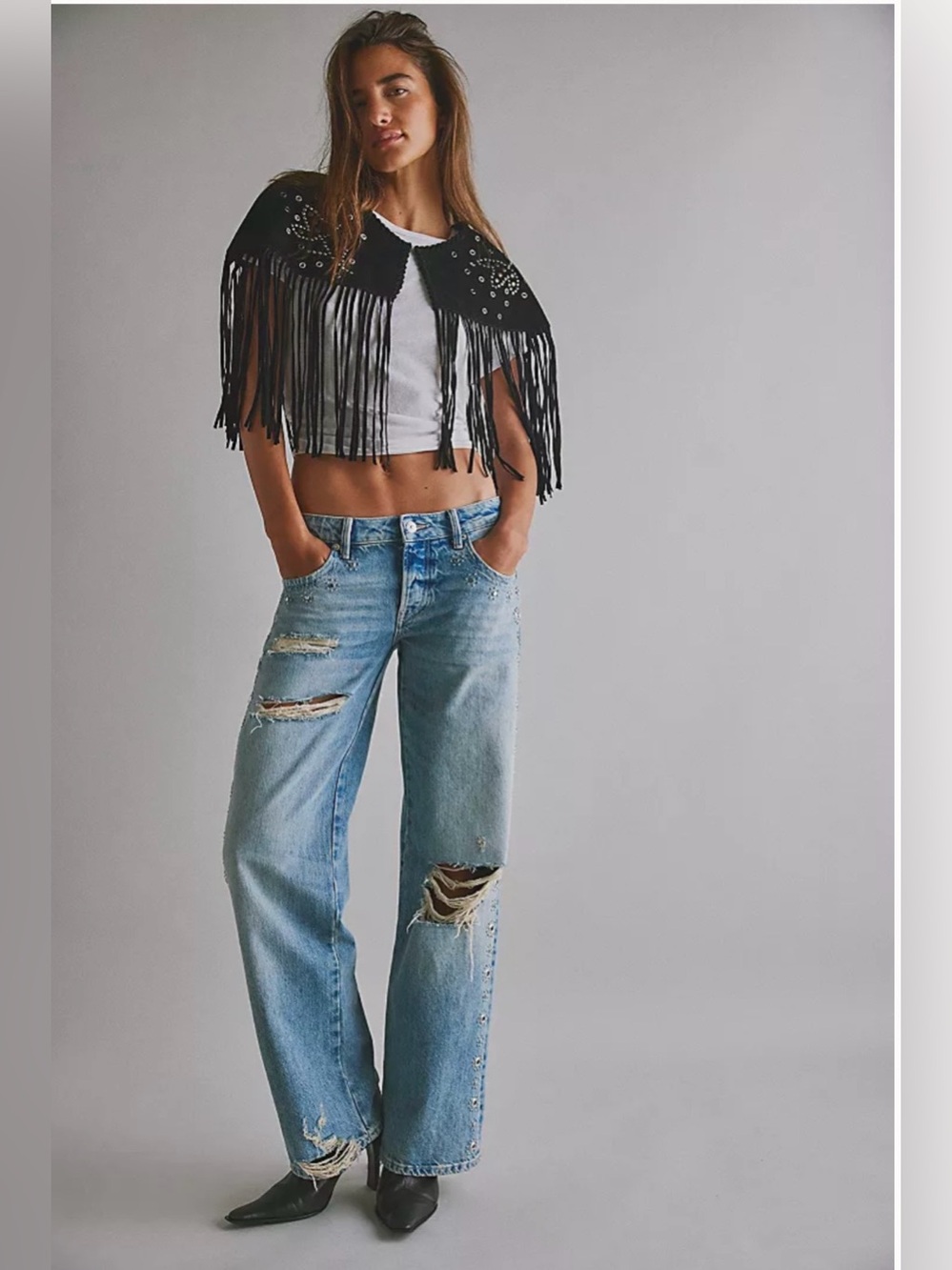 WE THE FREE Studded Tennessee Low Rise Boyfriend Jeans Size 30